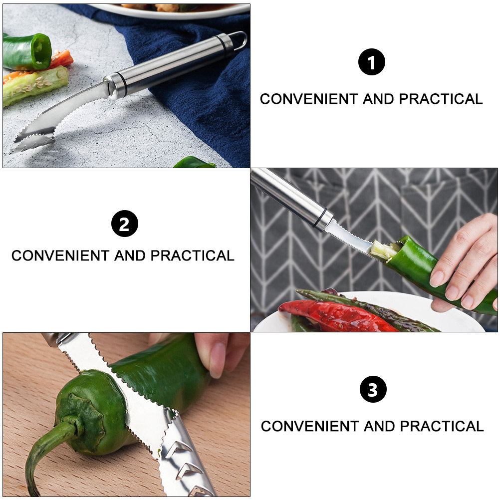 2Pcs Stainless Steel Chili Cor - Kitchen Gadgets Tools review and price